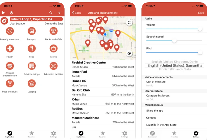 screen aplikacji lazarillo, gdzie pokazana jest mapa GPS